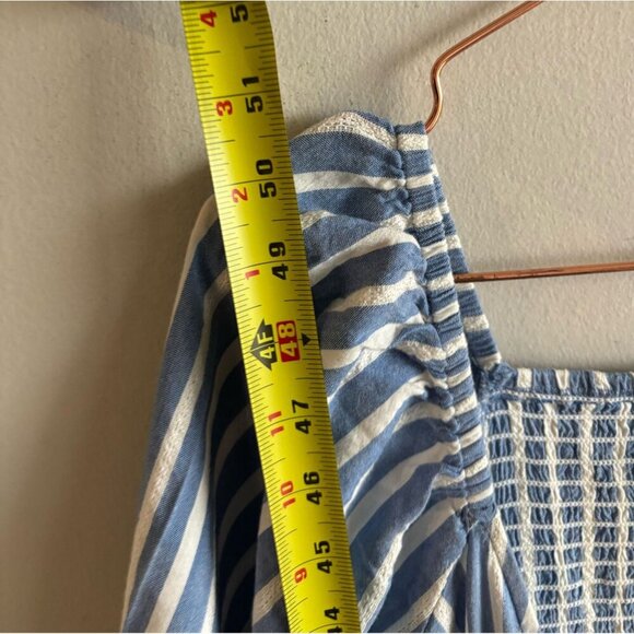 Old Navy Womens Wrap Midi Dress Puff Sleeve Smocked Stripes Blue White Size XL - Picture 14 of 14